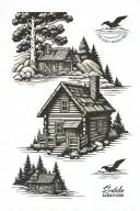 log cabin tattoo tattoo design idea