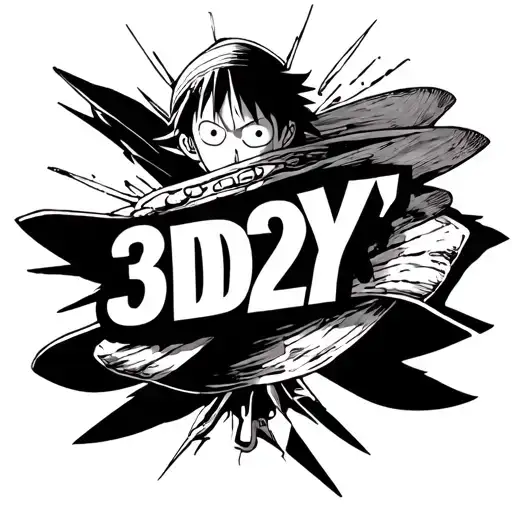 A symbolic One Piece tattoo based on Luffy’s ‘3D2Y’ message. The design centers around the hand-written ‘3D2Y’ tattoo design idea