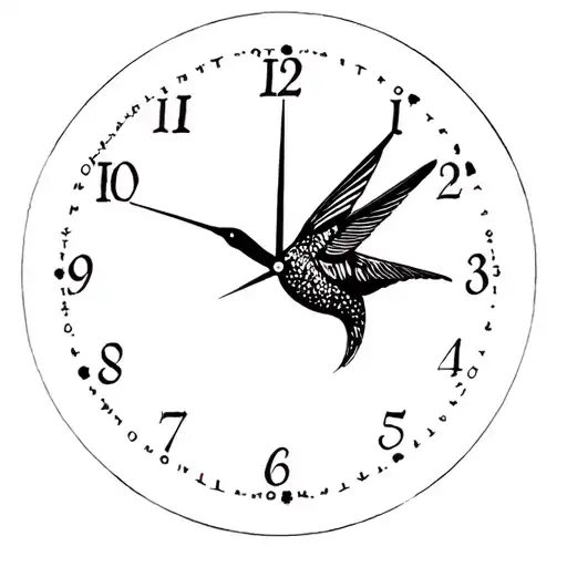 HUMMING BIRD CLOCK RIP MOM tattoo design idea