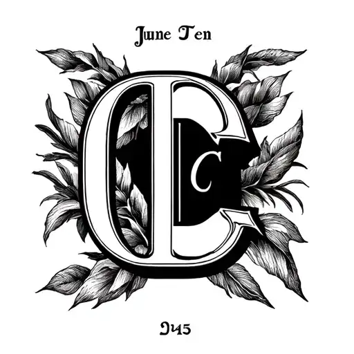 letter D and C intertwined with the date June Ten Two Thousand Five tattoo design idea