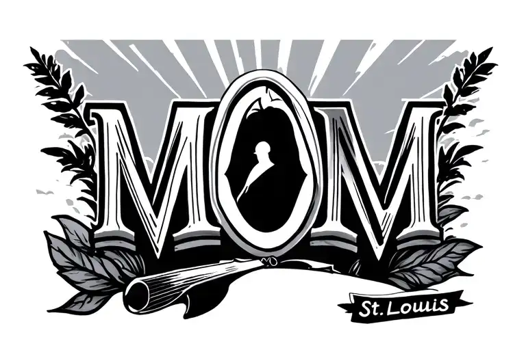 "mom" with St. Louis arch tattoo design idea