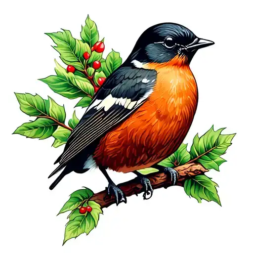 north american robin perched tattoo design idea
