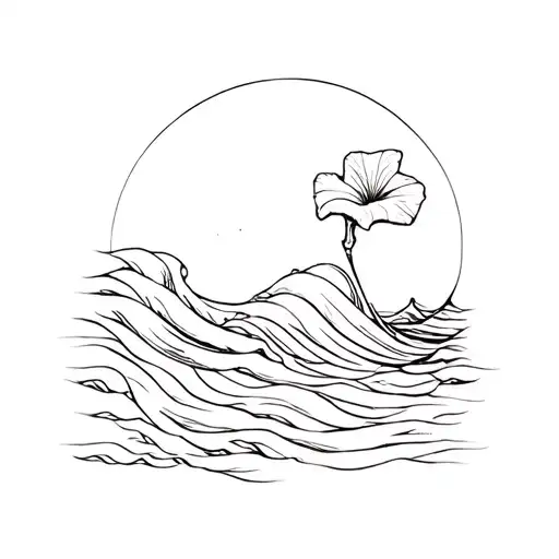 waves from the sea. morning glory. manly. minimalistic. beer and glas. black and white. young minded. timeless tattoo design idea