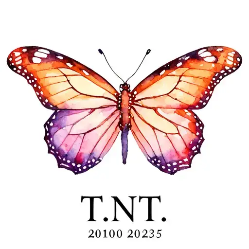 Initials T.N.T 2010-2025 monarch butterfly  tattoo design idea