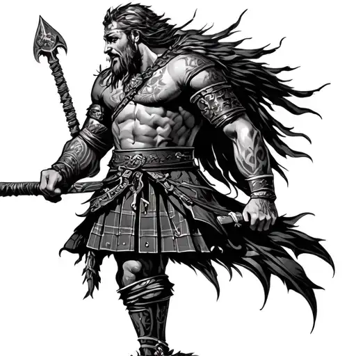 Scottish warrior tattoo design idea