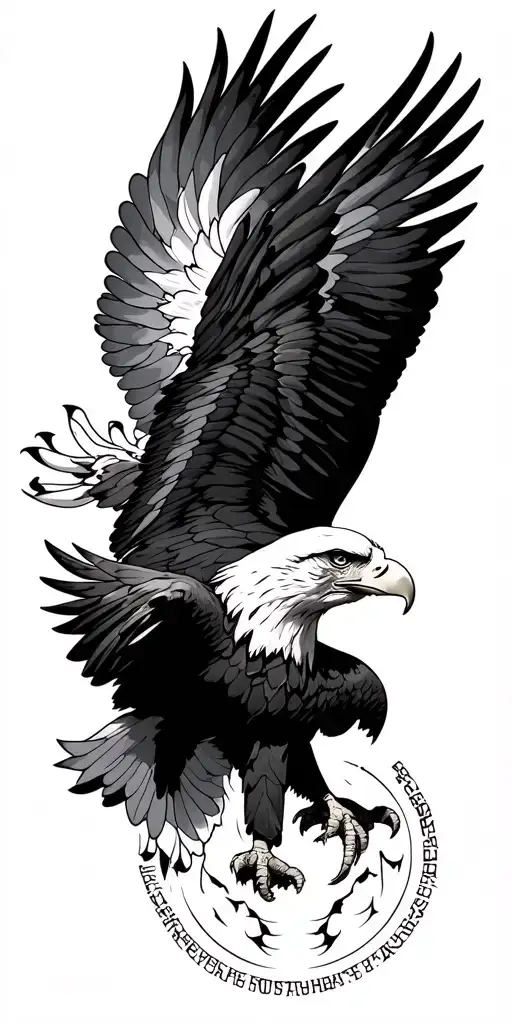 Leo, Aquarius,Scorpio,bald eagle soaring tattoo design idea