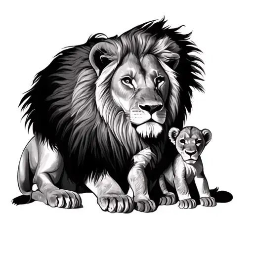 Lion And 2 Cubs tattoo design idea