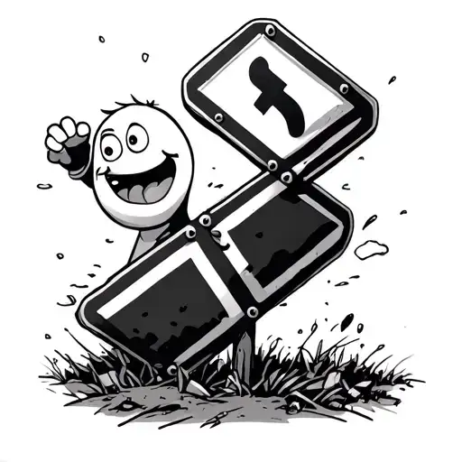 mr men mr bumb fallen over a road sign tattoo design idea