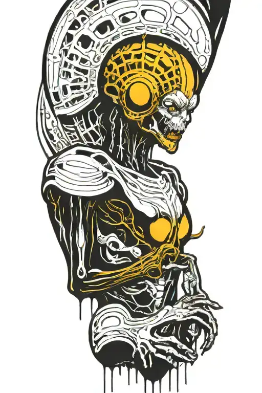 hr giger alien dripping in acid tattoo design idea