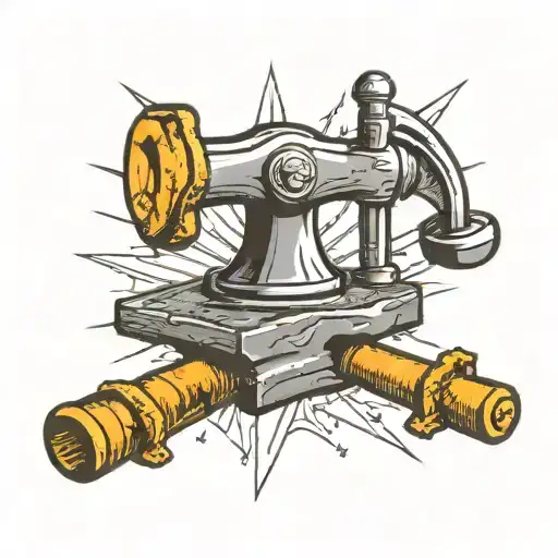 anvil and hammer tattoo design idea