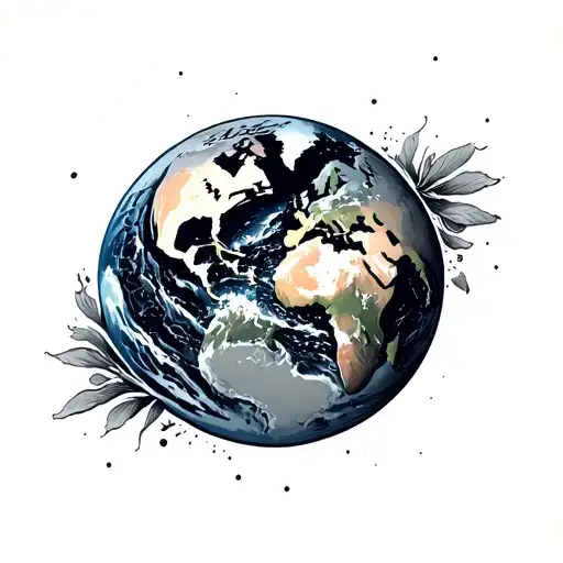 earth with Levi and Elias around the outside  tattoo design idea