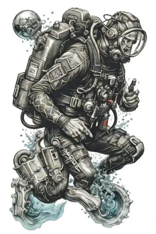 scuba diver exploring tattoo design idea