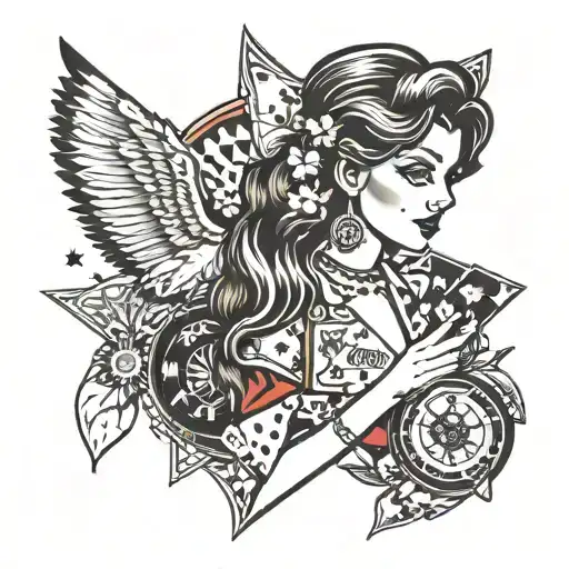 women gambler tattoo design idea