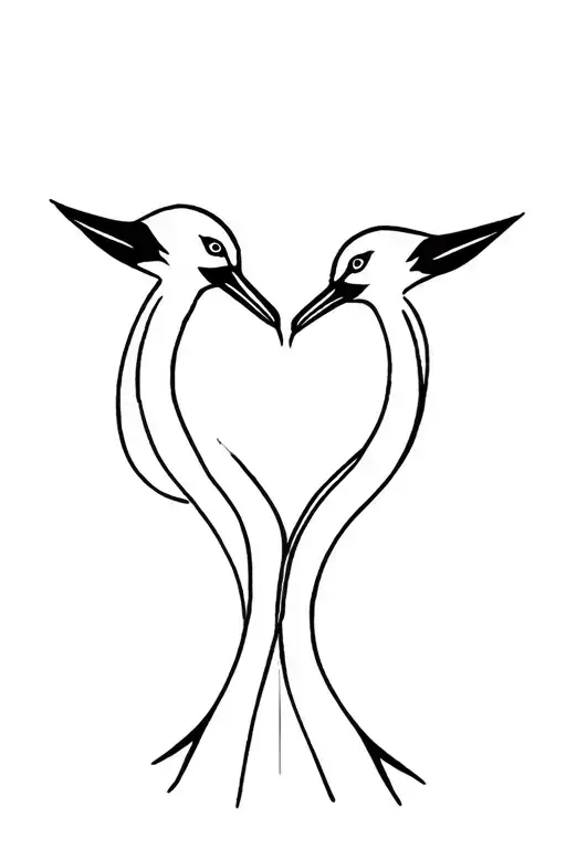 Japanese face to face crane tattoo design idea