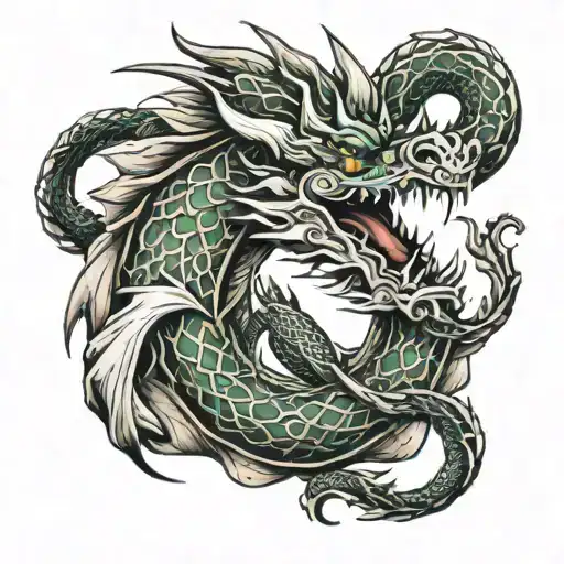 dragon wrapped evenly tattoo design idea