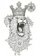 lion wearing a crown with his claw ripping open my chest revealing a star of david  tattoo design idea