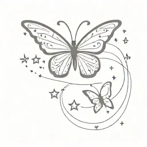semi colon butterfly and stars   tattoo design idea