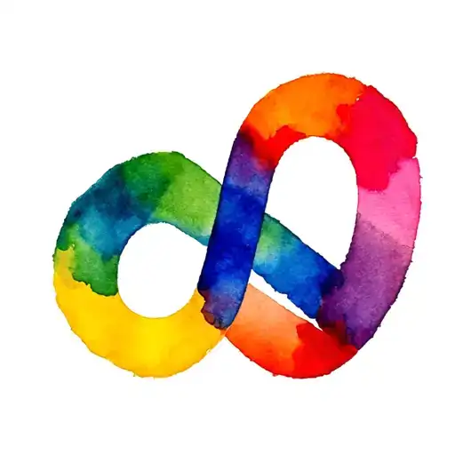 polyamory symbol (heart with infinity symbol) in bisexual flag colours tattoo design idea