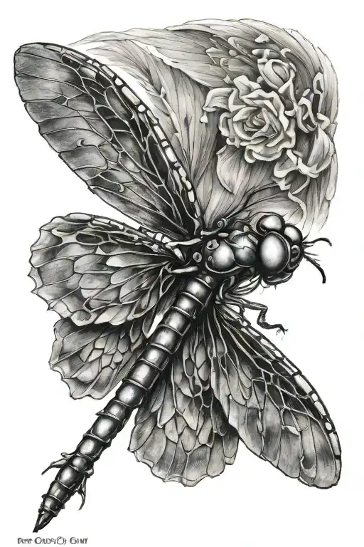guardian angel wing, dragonfly flying tattoo design idea