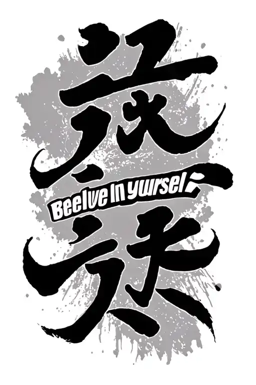 Japanese text "Believe in yourself" tattoo design idea