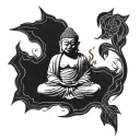 buddha cartoon style evil tattoo design idea