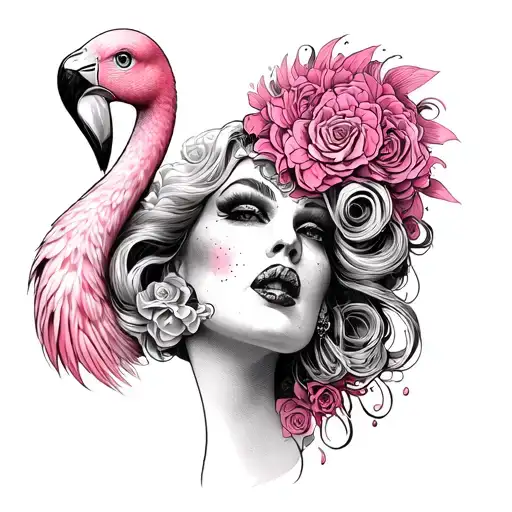 Drag Queen Divine from pink flamingos Face micro realism style tattoo black and white tattoo design idea