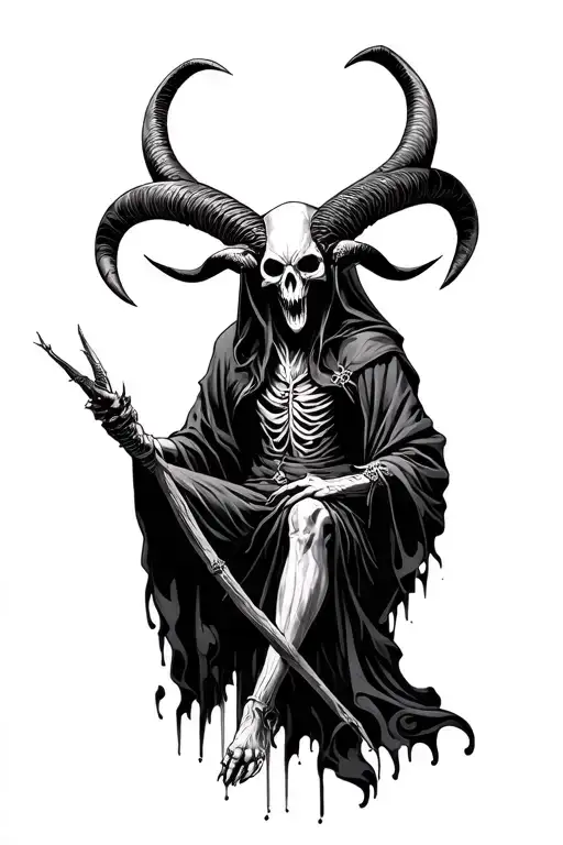 reaper and baphomet tattoo design idea