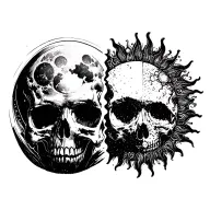 moon Sun split skull tattoo design idea