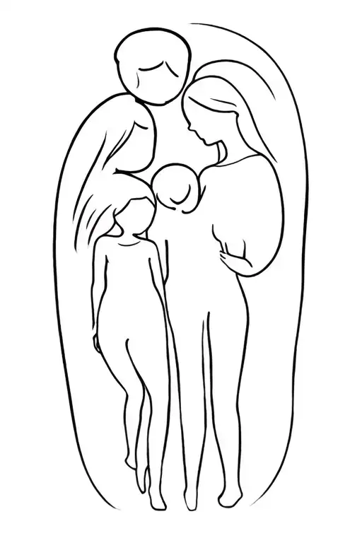 3 siblings 1 boy 2 girls tattoo design idea