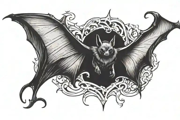 bat flying tattoo design idea