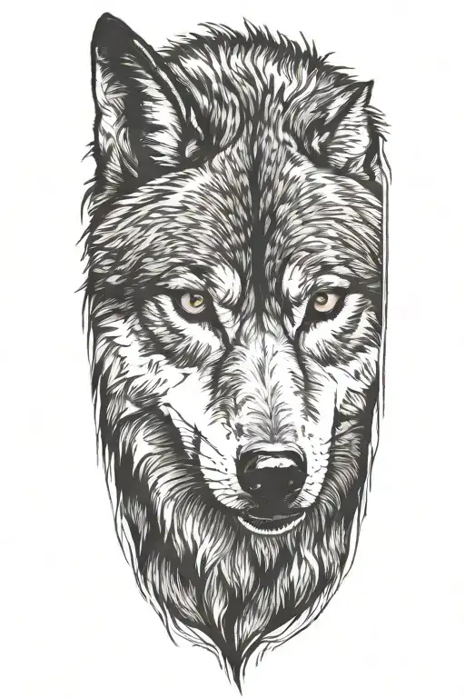 wolf head sideways tattoo design idea