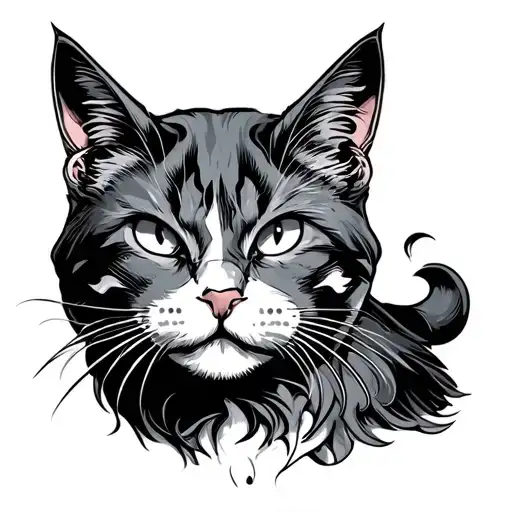 evil cat tattoo design idea