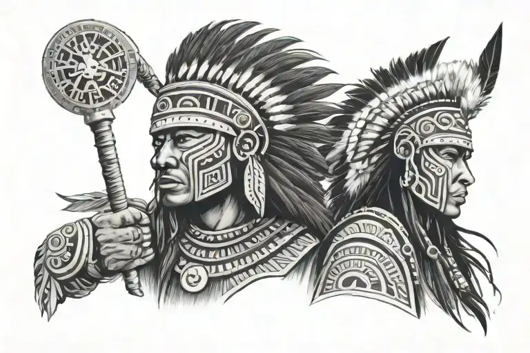 taino indian warrior tattoo design idea