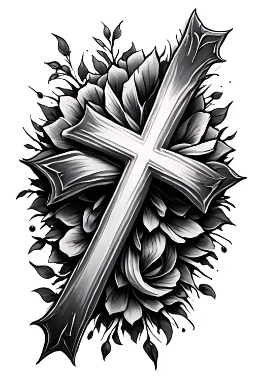3d cross tattoo design idea