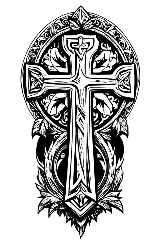 crusader Greek cross made tattoo design idea