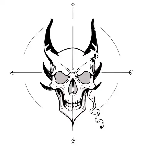 Skull and Devil smoking tattoo design idea