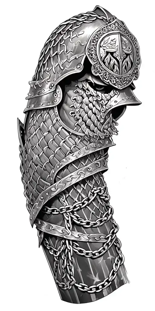 armor with MacGregor clan crest and chain mail  tattoo design idea