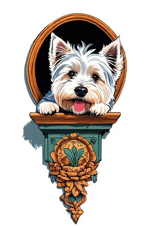 westie peaking over a wall tattoo design idea