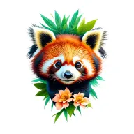 playful red panda tattoo design idea