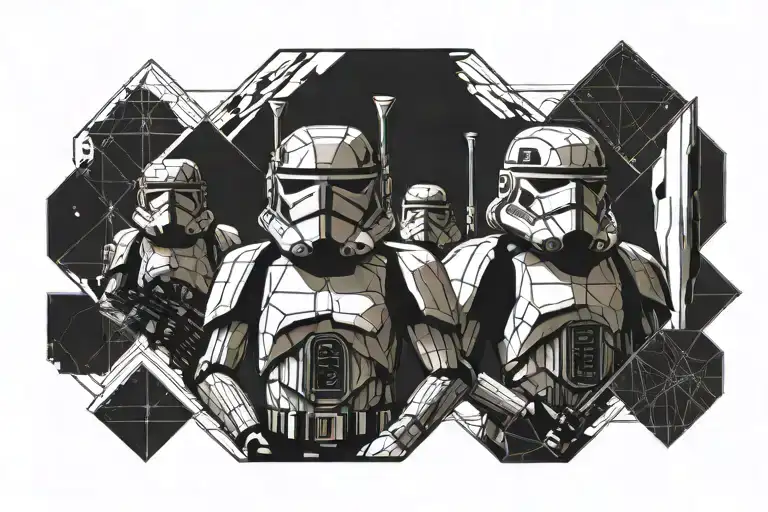 clone troop from Star Wars around a ships but far and the phrase the dark side tattoo design idea