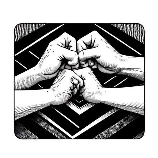 father and son fist bumping tattoo design idea