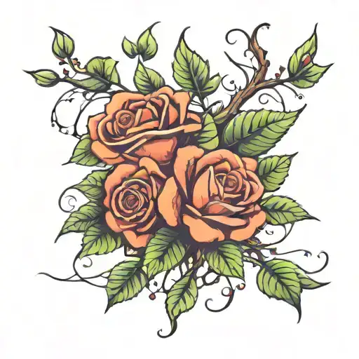 Vines and roses growing tattoo design idea