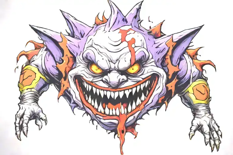 gengar as a clown tattoo design idea