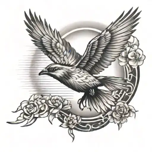 bird flying out of the Philippine sun tattoo design idea