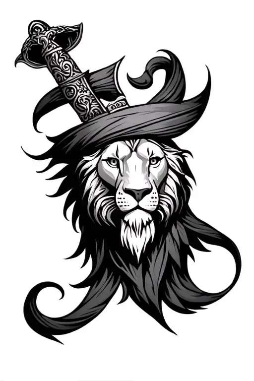 kirpan , Kara with Lion Sikh related tattoo design idea