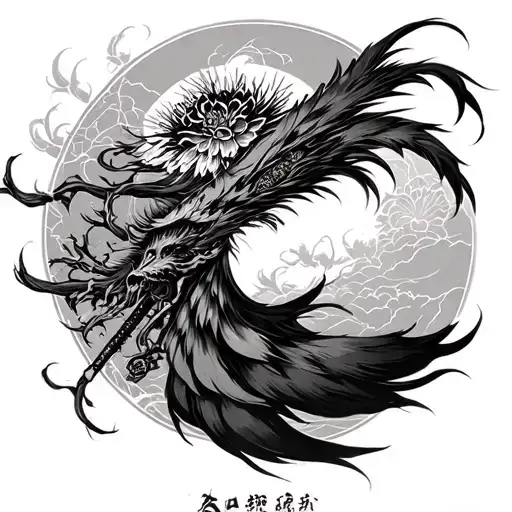 Dialectical transition between European culture of the antiquity era and classical Japanese culture tattoo design idea