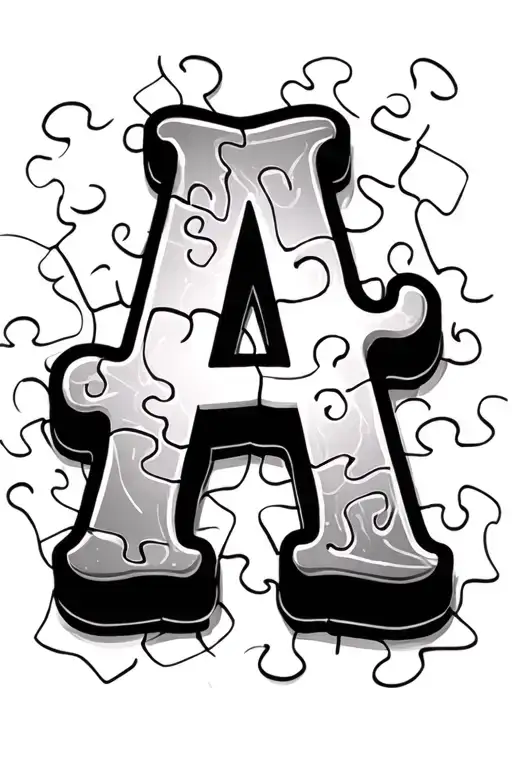 "A" "A" jigsaw puzzle piece tattoo design idea