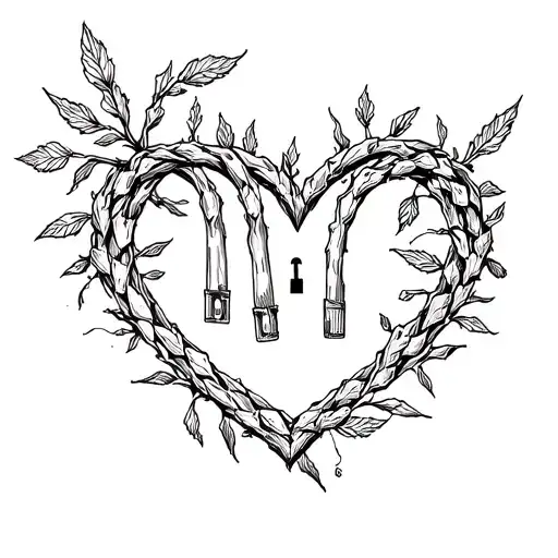 asparagus heart shaped lock tattoo design idea