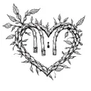 asparagus heart shaped lock tattoo design idea