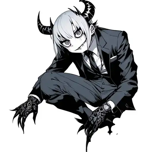 soul from soul eater with devil wears a suit tattoo design idea